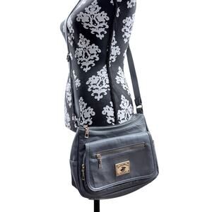 Women's Designer Beverly Hills Polo Club Grey Gray Vegan Leather CrossBody Purse